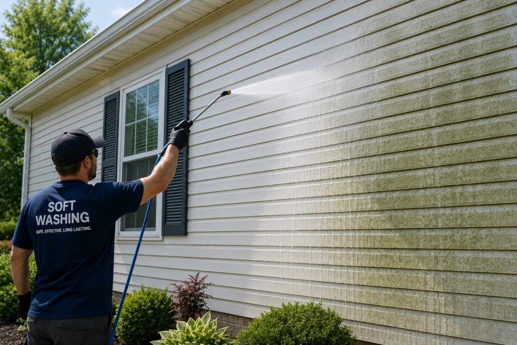 soft wash vs pressure wash Georgetown TX